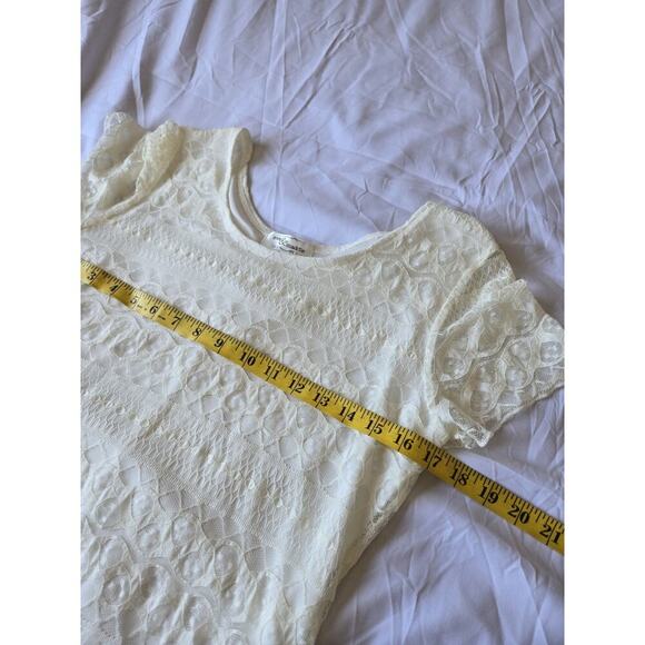 Eve & Maddie Womens Medium Y2k Babydoll Top Whimsy Fairy Boho Ivory Lace Peasant - Picture 8 of 9